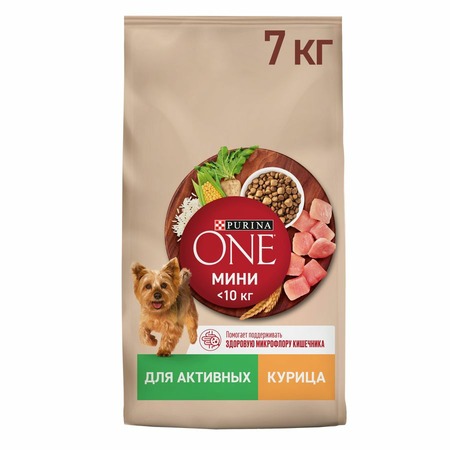 Purina One Мини сухой корм для активных взрослых собак мелких пород, с высоким содержанием курицы и рисом - 7 кг фото 2