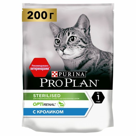 Pro Plan Sterilised сухой корм для стерилизованных кошек и кастрированных котов для поддержания здоровья почек, с кроликом - 200 г фото 2