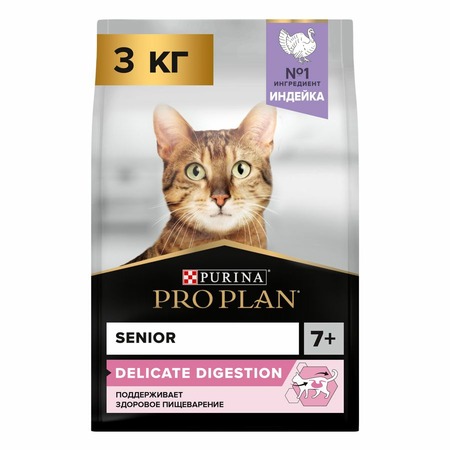 Pro Plan Delicate сухой корм для пожилых кошек старше 7 лет с чувствительным пищеварением, с высоким содержанием индейки фото 2