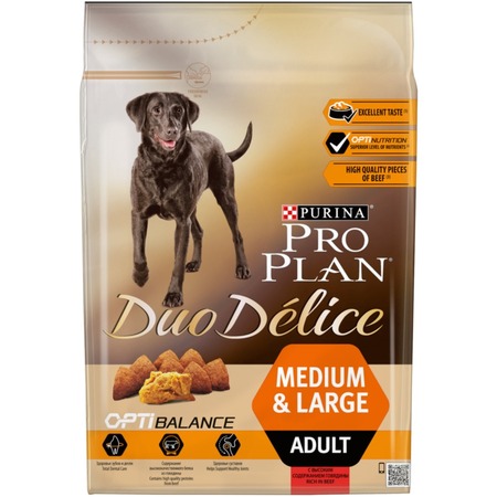Сухой корм Purina Pro Plan Duo Delice для взрослых собак средних и крупных пород с говядиной и рисом - 2,5 кг фото 2