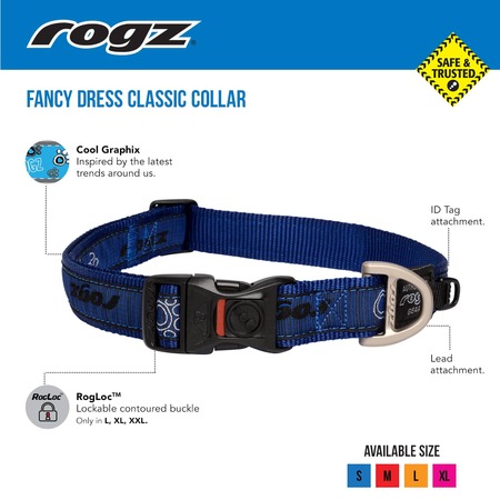 Rogz ошейник для собак особо крупных пород размер XL серия Fancy Dress, обхват шеи 430-700 мм, черный, мультиколор фото 2