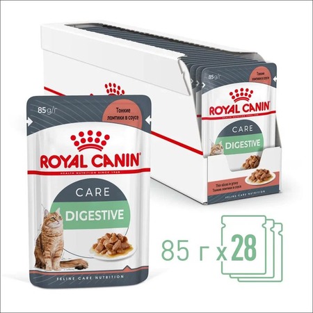 Royal Canin Digestive Care влажный корм для взрослых кошек с чувствительным пищеварением, в паучах, в соусе - 85 г х 28 шт фото 2