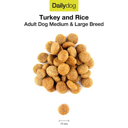 Dailydog Adult Medium Large Breed Low Calorie Turkey and Rice сухой корм для собак средних и крупных пород, низкокалорийный, с индейкой и рисом фото 2