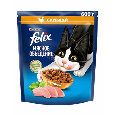 Felix Мясное объедение полнорационный сухой корм для кошек, с курицей - 600 г фото 12