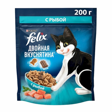 Felix Двойная вкуснятина полнорационный сухой корм для кошек, с рыбой - 200 г фото 13