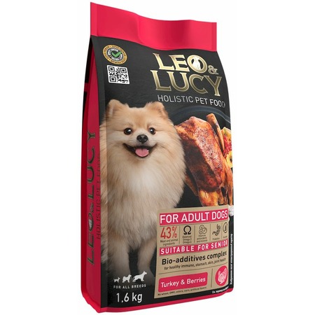 LEO&LUCY сухой холистик корм для взрослых и пожилых собак всех пород с индейкой и ягодами - 1,6 кг фото 13