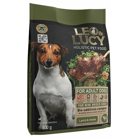 Leo&Lucy сухой полнорационный корм для собак мелких пород, с ягненком, травами и биодобавками - 800 г фото 13