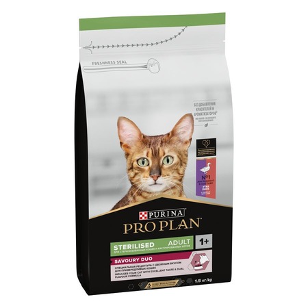 Pro Plan Sterilised сухой корм для стерилизованных кошек и кастрированных котов, с высоким содержанием утки и печенью - 1,5 кг фото 18