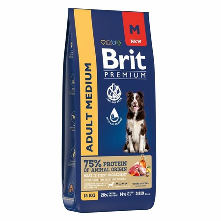 Brit Premium Dog Adult Medium сухой корм для взрослых собак средних пород (10-25 кг), с индейкой и телятиной - 15 кг фото 3