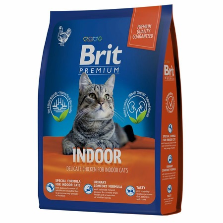 Brit Premium Cat Indoor полнорационный сухой корм для кошек домашнего содержания, с курицей - 400 г фото 3