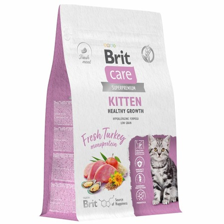 Brit Сare Cat Kitten Healthy Growth сухой корм для котят и беременных кормящих кошек, с индейкой - 0,4 кг фото 3