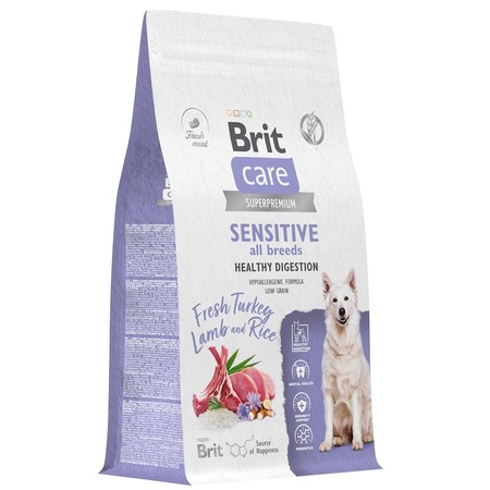 Brit Care Dog Adult Sensitive Healthy Digestion сухой корм для собак всех пород с чувствительным пищеварением, с индейкой и ягненком - 1,5 кг фото 3