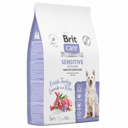Brit Care Dog Adult Sensitive Healthy Digestion сухой корм для собак всех пород с чувствительным пищеварением, с индейкой и ягненком - 12 кг фото 3