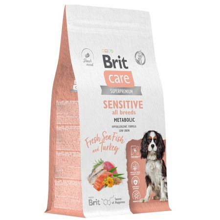 Brit Care Dog Adult Sensitive Metabolic сухой корм для взрослых собак, с морской рыбой и индейкой - 1,5 кг фото 3