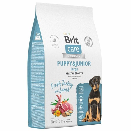 Brit Сare Dog Puppy&Junior L Healthy Growth сухой корм для щенков крупных пород, с индейкой и ягнёнком - 12 кг фото 3