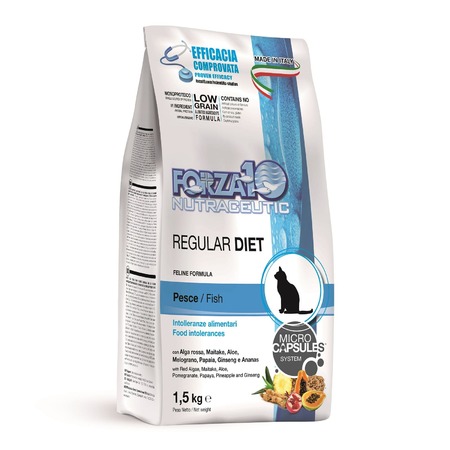 Forza10 Regular Diet сухой корм для взрослых кошек при аллергии и повышенной чувствительности к животным белкам с рыбой - 1,5 кг фото 3