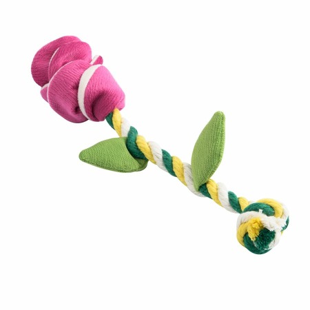 Mr.Kranch игрушка для собак мелких и средних пород, роза с канатом, розовая - 29х5х5 см фото 3
