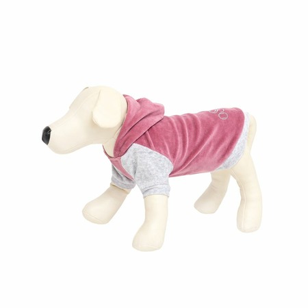 Толстовка с капюшоном OSSO-fashion для собак любого возраста миниатюрных мелких и средних пород из велюра розового цвета - р. 28 фото 3