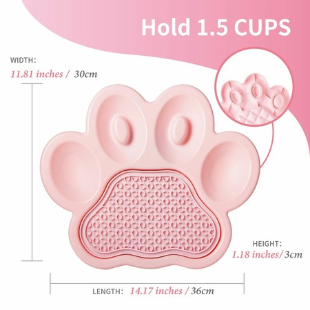 PetDreamHouse PAW 2-IN-1 Slow Feeder & Lick Pad Baby Pink Easy миска "Лапа" для медленного кормления 2в1, розовая - 540 г фото 3