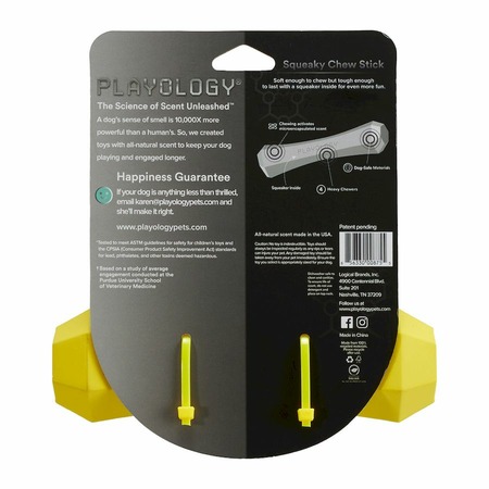 Playology Squeaky Chew Stick игрушка для собак средних пород, жевательная палочка, с ароматом курицы, средняя, желтая фото 3
