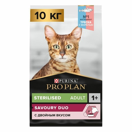 Pro Plan Sterilised сухой корм для стерилизованных кошек и кастрированных котов, с высоким содержанием трески и форелью фото 3