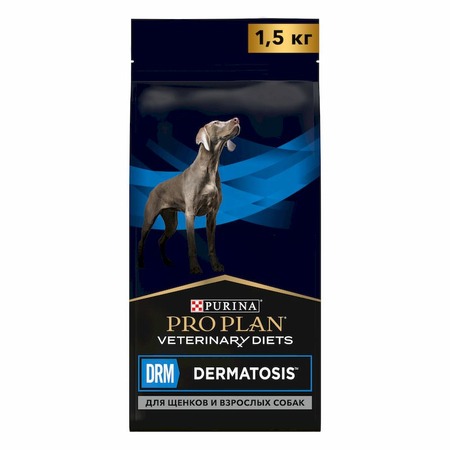 Pro Plan Veterinary Diets DRM Dermatosis сухой полнорационный диетический корм для щенков и взрослых собак при дерматозах и выпадении шерсти - 1,5 кг фото 3