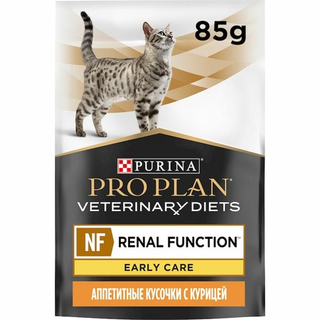 Pro Plan Veterinary Diets NF Renal Function Early Care полнорационный влажный корм для кошек для поддержания функции почек при начальной стадии хронической почечной недостаточности, диетический, с курицей, в паучах - 85 г фото 3