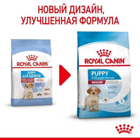 Royal Canin Medium Puppy полнорационный сухой корм для щенков средних пород до 12 месяцев - 3 кг фото 3