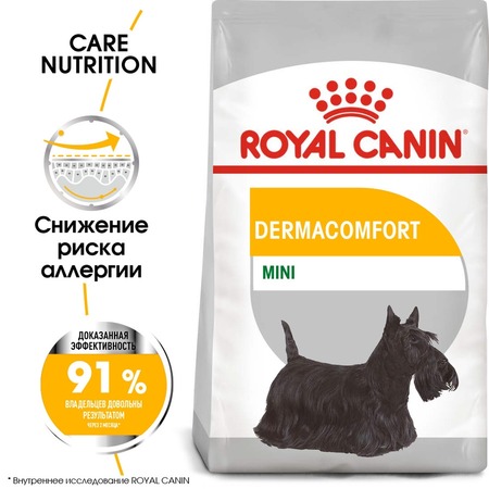 Royal Canin Mini Dermacomfort полнорационный сухой корм для взрослых и стареющих собак мелких пород при раздражениях и зуде кожи, связанных с повышенной чувствительностью - 1 кг фото 3