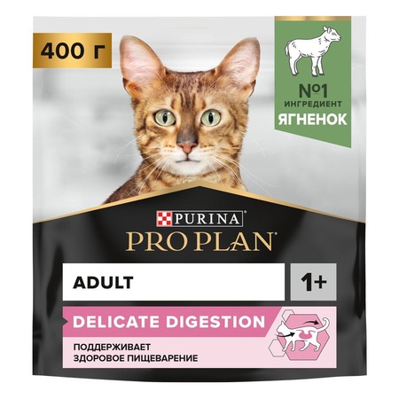 Purina Pro Plan Delicate сухой корм для кошек с чувствительным пищеварением и привередливых к еде с ягненком - 400 г фото 3