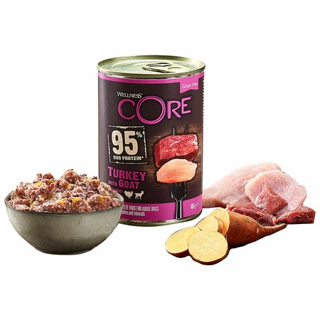 Сore 95 влажный корм для собак, паштет с индейкой, козлятиной и сладким картофелем, в консервах - 400 г фото 3