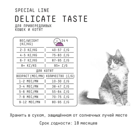 AJO Cat Delicate Taste сухой корм для привередливых кошек и котят с индейкой - 1,5 кг фото 4