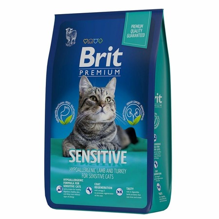 Brit Premium Cat Sensitive полнорационный сухой корм для кошек с чувствительным пищеварением, с ягненком и индейкой фото 4