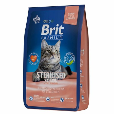 Brit Premium Cat Sterilized Salmon & Chicken полнорационный сухой корм для стерилизованных кошек, с лососем и курицей фото 4