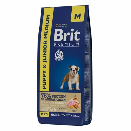 Brit Premium Dog Puppy and Junior Medium полнорационный сухой корм для щенков средних пород, с курицей фото 4