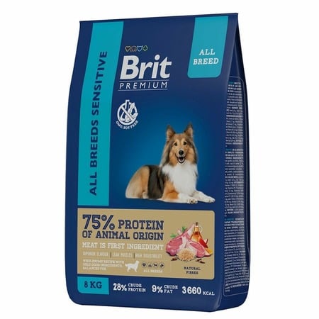 Brit Premium Dog Sensitive сухой корм для взрослых собак всех пород с чувствительным пищеварением с ягненком и индейкой - 15 кг фото 4