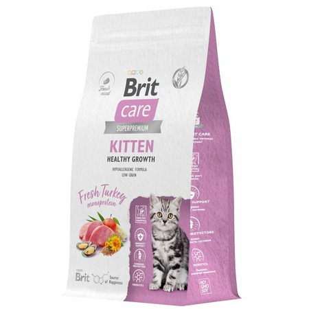 Brit Care Cat Kitten Healthy Growth сухой корм для котят, беременных и кормящих кошек, с индейкой - 1,5 кг фото 4