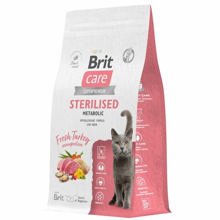Brit Care Cat Sterilised Metabolic сухой корм для для стерилизованных кошек, с индейкой - 1,5 кг фото 4