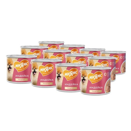 Мнямс Комфортное пищеварение полнорационный влажный корм для собак, паштет с индейкой, в консервах - 200 г фото 4