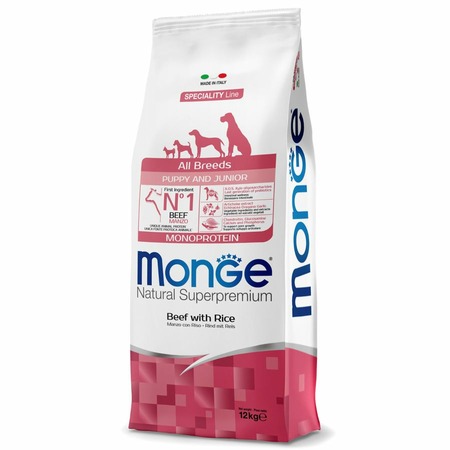 Сухой корм Monge Dog Speciality Line Monoprotein Puppy & Junior корм для щенков всех пород, из говядины с рисом 12 кг фото 4