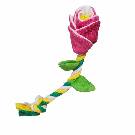 Mr.Kranch игрушка для собак мелких и средних пород, роза с канатом, розовая - 29х5х5 см фото 4