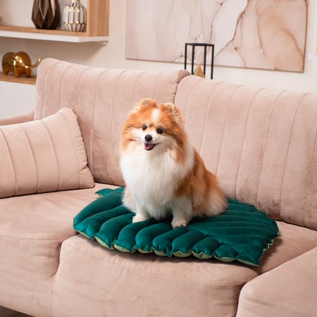 Mr.Kranch лежанка для собак, Листочек средняя двусторонняя с имитацией кожи, размер 90х65х5см, зеленая фото 4