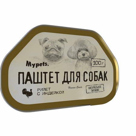 Mypets влажный корм для собак консервы-паштеты мясорастительные стерилизованные, с индейкой, в ламистерах - 100 г фото 4