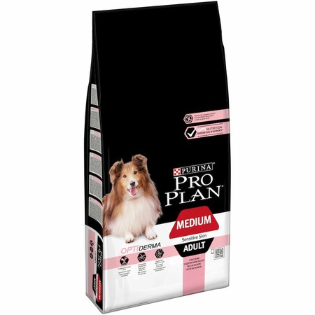 Pro Plan Opti Derma Medium сухой корм для взрослых собак средних пород при чувствительной коже с лососем - 14 кг фото 4