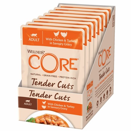 Сore Tender Cuts влажный корм для кошек, из курицы с индейкой, кусочки в соусе, в паучах - 85 г фото 4