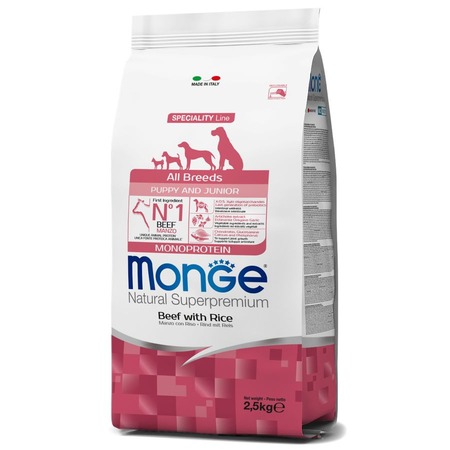 Monge Dog Speciality Line Monoprotein Puppy & Junior полнорационный сухой корм для щенков, с говядиной и рисом - 2,5 кг фото 5