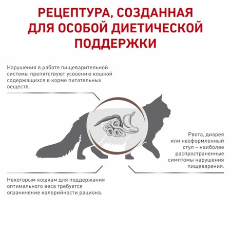 Royal Canin Gastrointestinal Moderate Calorie полнорационный сухой корм для взрослых кошек при панкреатите и острых расстройствах пищеварения, диетический - 400 г фото 5