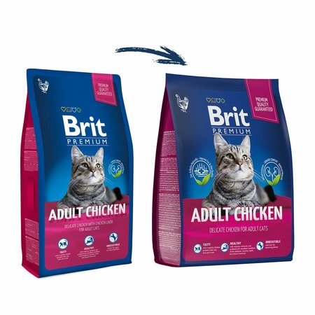 Brit Premium Cat Adult Chicken полнорационный сухой корм для кошек, с курицей - 2 кг фото 6
