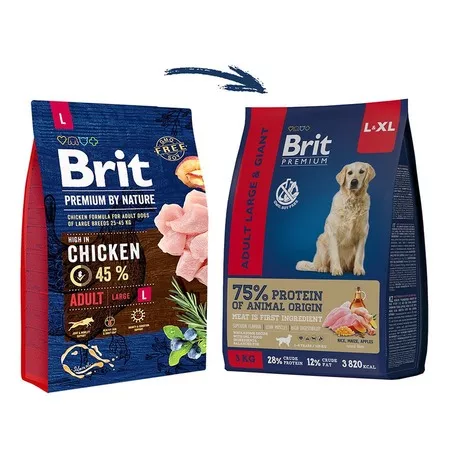 Brit Premium Dog Adult Large and Giant полнорационный сухой корм для собак крупных и гигантских пород, с курицей - 8 кг фото 6