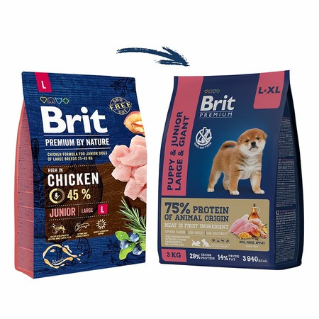 Brit Premium Dog Puppy and Junior Large and Giant сухой корм для щенков и молодых собак крупных и гигантских пород с курицей - 15 кг фото 6